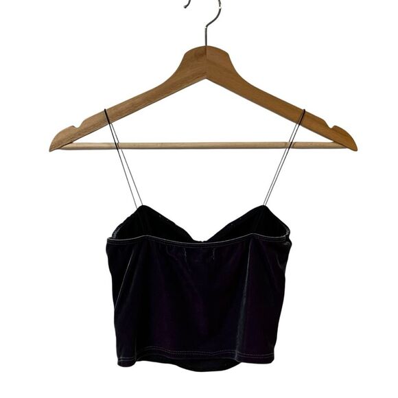 Urban Outfitters Velvet Cutout Crop Top Iridescent Purple SMALL Y2K Grunge Goth - Picture 3 of 8